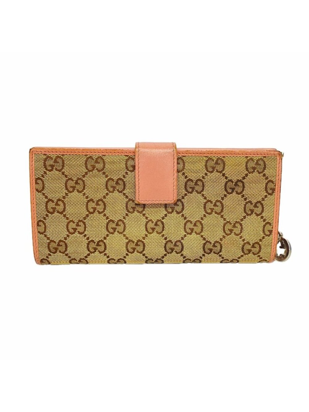 Gucci Wallet GG Canvas Brown Pink Silver